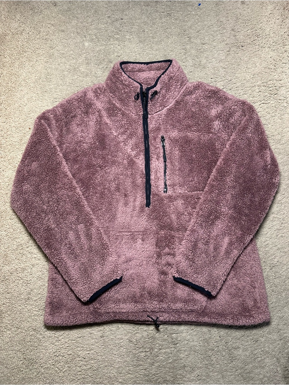 Victoria’s Secret Pink Cozy Mauve Plush Quarter-Zip Fleece Pullover Size Large